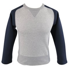 SASQUATCHfabrix Sweatshirt Small Heather Grey Navy Neoprene Raglan Sleeve