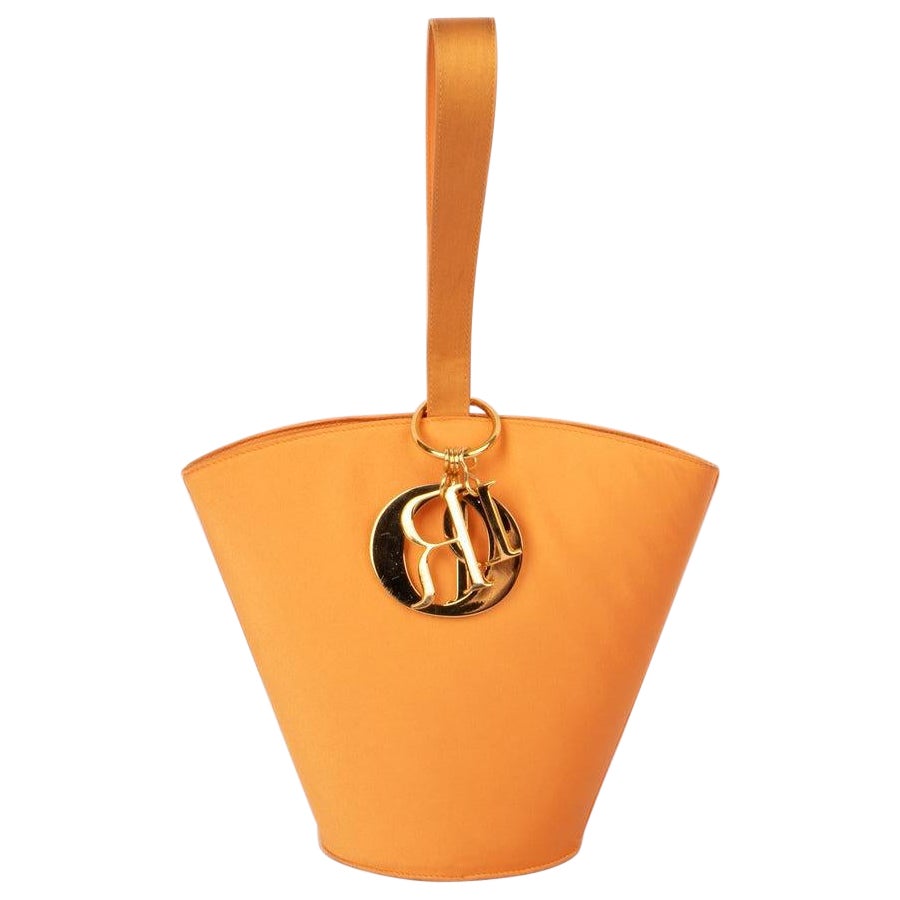 Christian Dior Orange Silk Bucket Bag For Sale