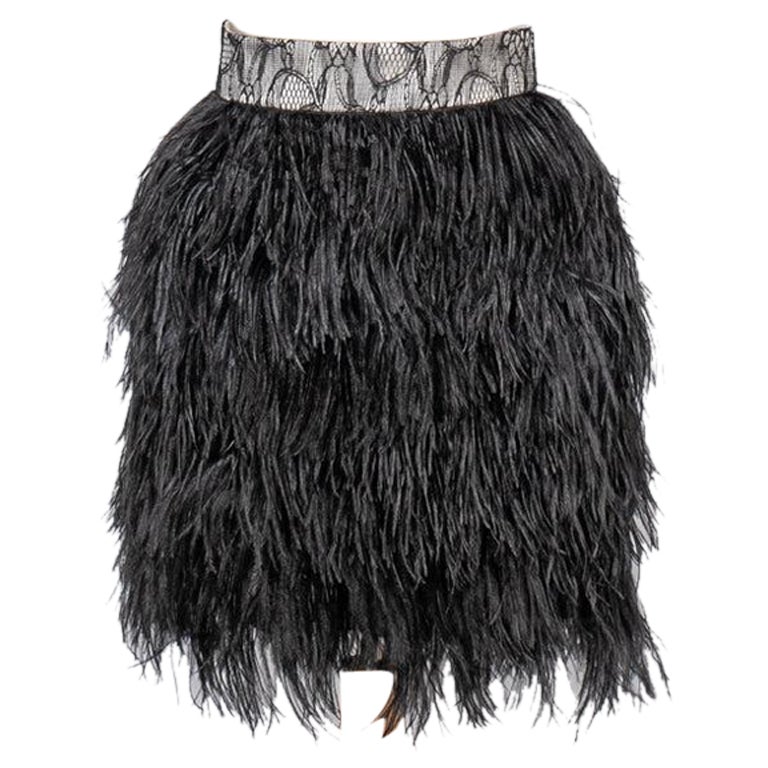 Givenchy Black Ostrich Feather Skirt For Sale
