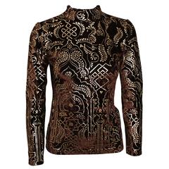 Joseph Tricot Silver Embossed Velvet Evening Top