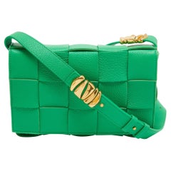 Bottega Veneta Green Intrecciato Leather Cassette Shoulder Bag