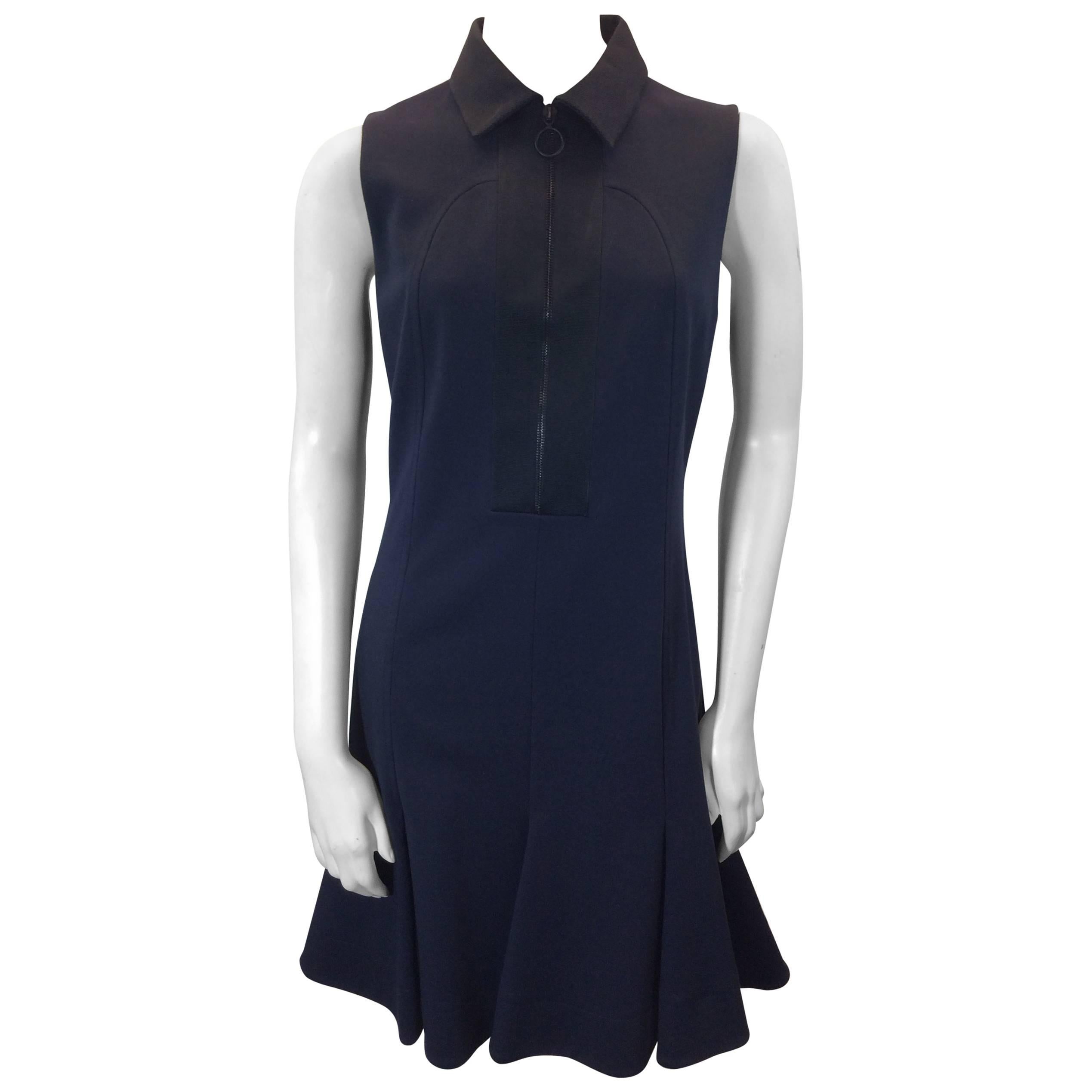 Akris Navy Sleeveless Flared Size 6 Dress For Sale