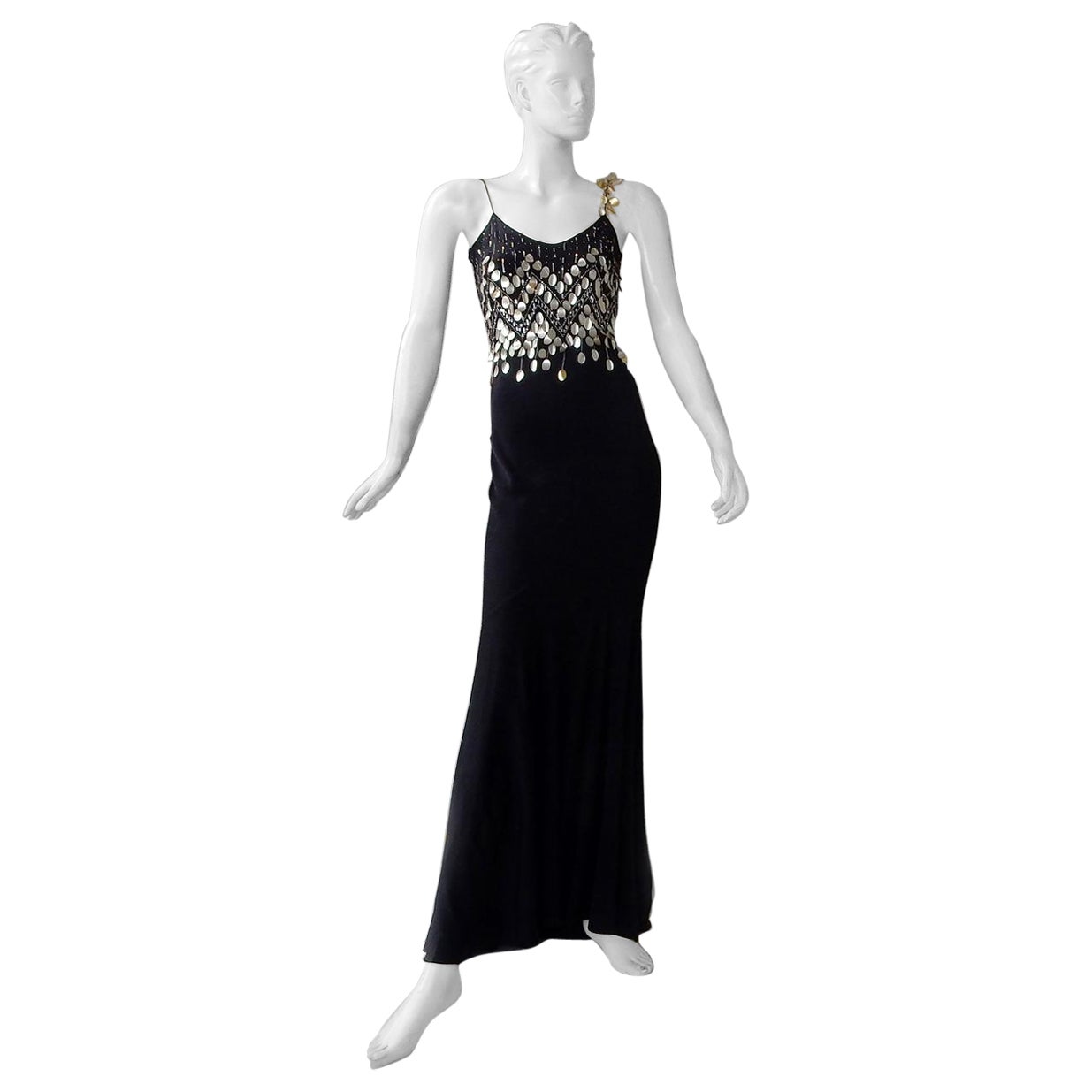 John Galliano Vintage Deko inspiriertes, schräg geschnittenes Kleid im Angebot