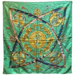 Hermes Vintage Daimyo Princes du Soleil Silk Scarf 11