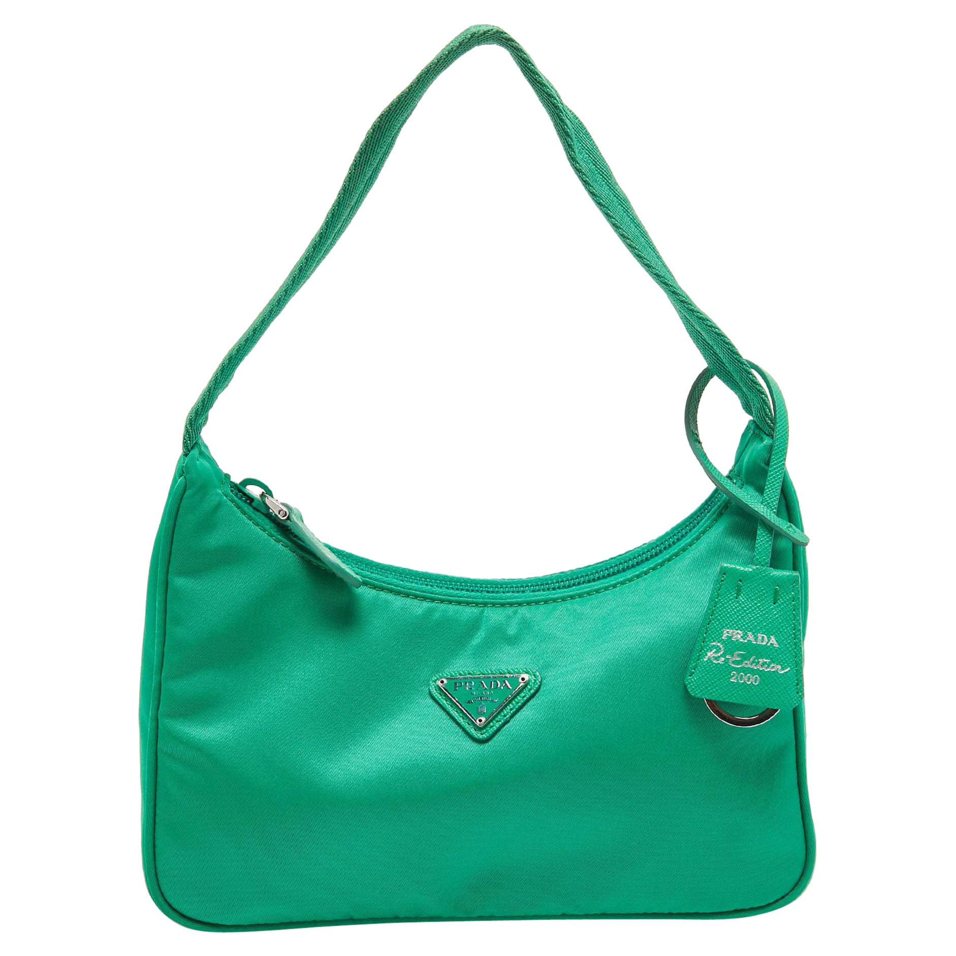 Prada Green Nylon Mini Re-Edition 2000 Shoulder Bag For Sale