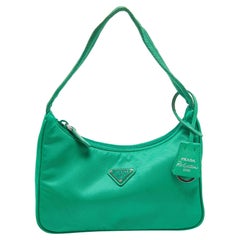 Used Prada Green Nylon Mini Re-Edition 2000 Shoulder Bag