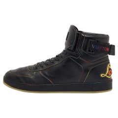 Louis Vuitton Black Leather Rivoli Rainbow Sneakers Size 44