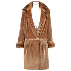 JEAN PATOU Couture c.1920s Bronze Fur Trim Velvet Drop Waist Evening Jacket Coat 11