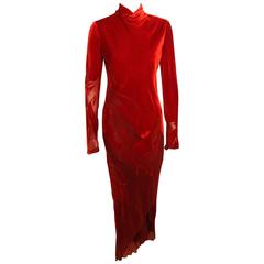 Martine Sitbon Vintage Long Red Velvet Dress