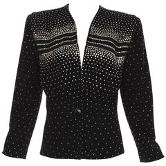 Fred A. Block Black Wool Crepe Metal Studded Jacket, Circa 1940s