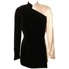 Thierry Mugler Stunning White Satin/Black Velvet Evening Jacket