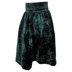 Hermes Vintage Luxurious quilted velvet dark  green evening  skirt