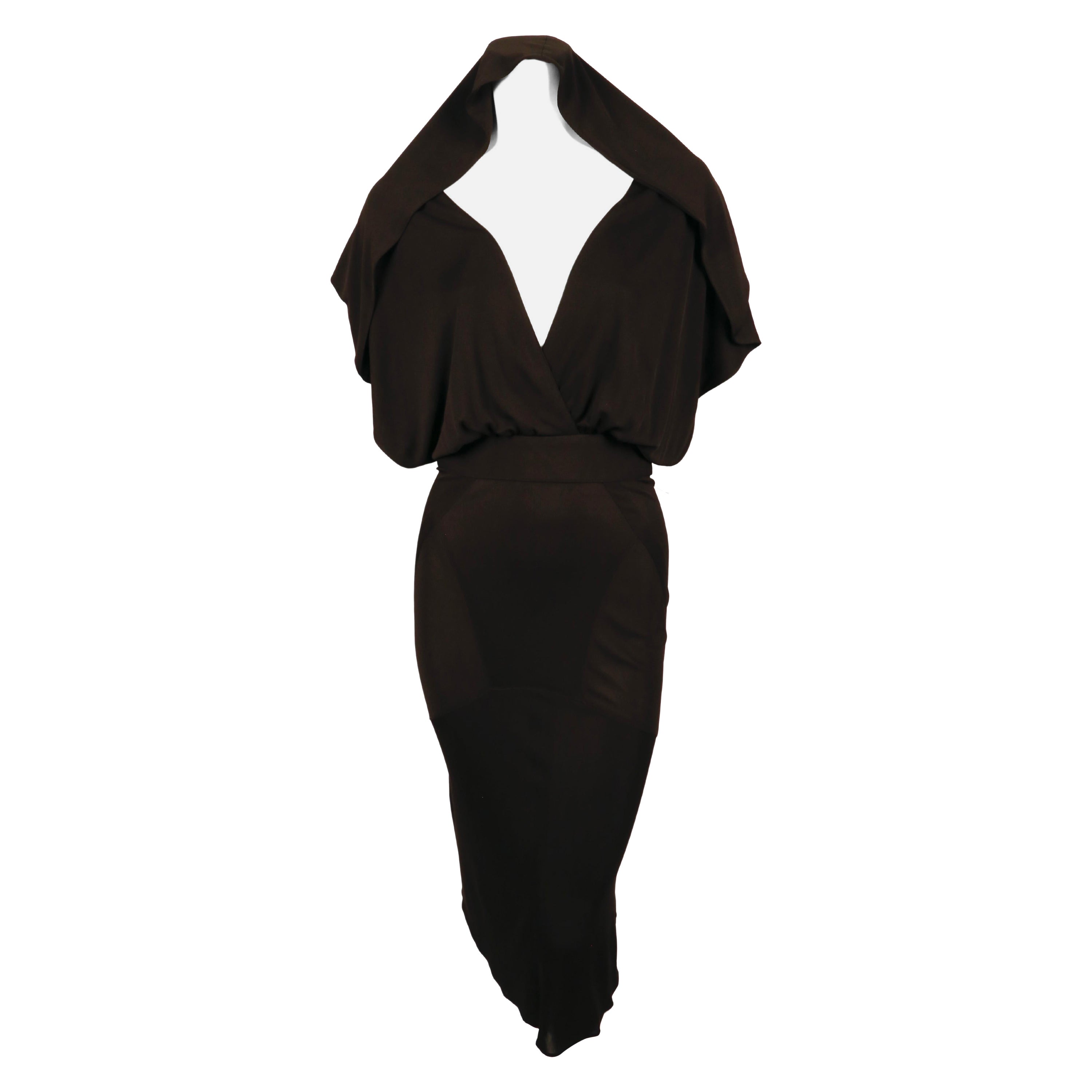 very rare 1984 AZZEDINE ALAIA iconic hooded jersey dress For Sale