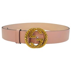 Used Gucci Studded 'GG' Logo Leather Belt