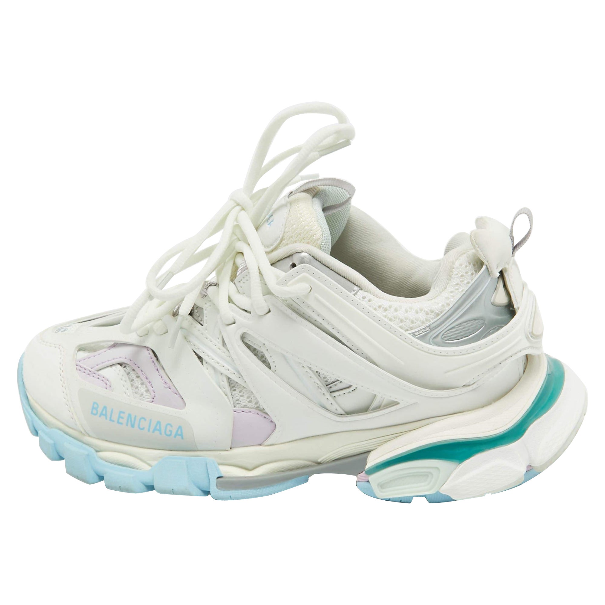Balenciaga Multicolor Leather and Mesh Track Sneakers Size 36 For Sale