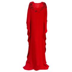 NWT Emilio Pucci Rapturous Red Silk Caftan With Holiday Embroidery 3