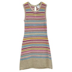 Chanel Multicolor Striped Cotton Knit Sleeveless Dress