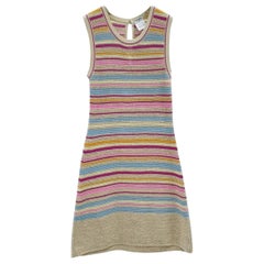 Chanel Multicolor Striped Cotton Knit Sleeveless Dress 