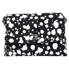 Chanel Classic Flap Rare White Limited Edition Paint Black Tweed Umhängetasche