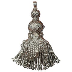 Vintage Exceptional Hermès Brooch Pendant Lapel Pin Passementerie Tassel Silver RARE
