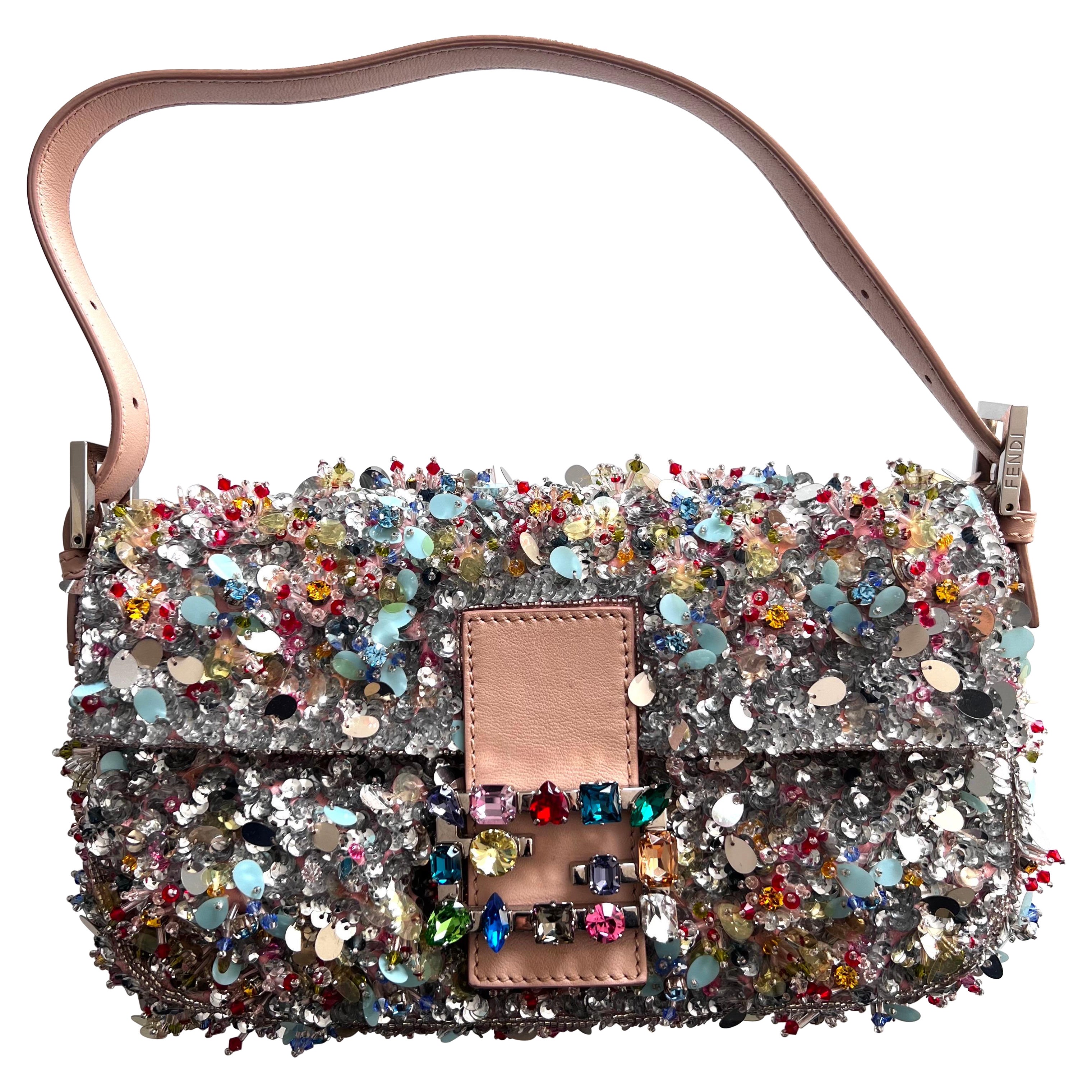 FENDI Baguette en diamants et paillettes multicolores