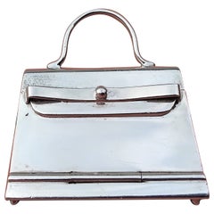 Hermès Tiny Mini Kelly Bag Pill Box en Silver avec miroir