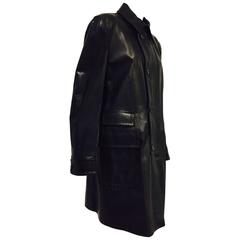 Iconic Runway Gucci Men's Leather Coat in Rich Chocolate 1
