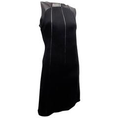 Ralph Rucci Chado Black Jersey dress with Leather Inserts Sz 12