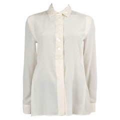 BOTTEGA VENETA Cremefarbenes Seidenhemd aus Seide 2017 CRYSTAL & BEADED Bluse Shirt 38 XS