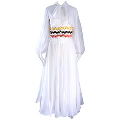 Vintage Oscar de la Renta 1970s Rare 3 Piece White Jumpsuit w/ Pants and Vest 12
