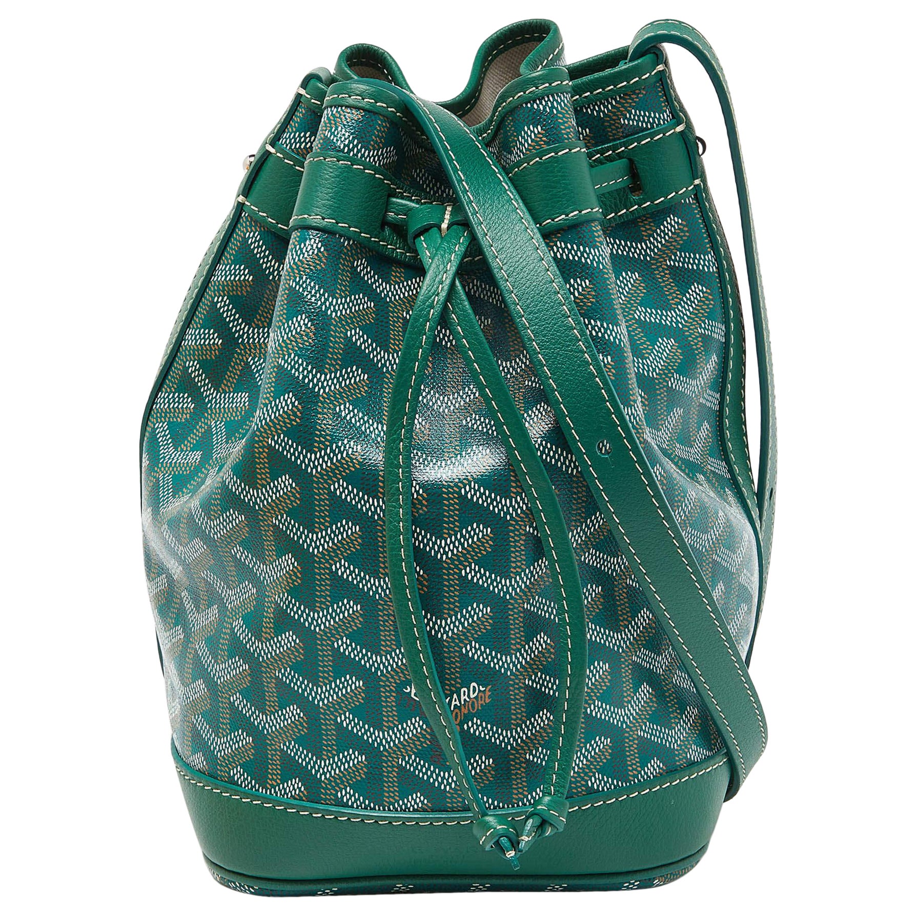 Goyard Green Goyardine Coated Canvas and Leather Petit Flot Bucket Bag en vente