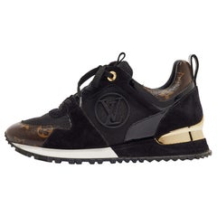 Louis Vuitton Black/Brown Mesh and Monogram Canvas Run Away Sneakers Size 36