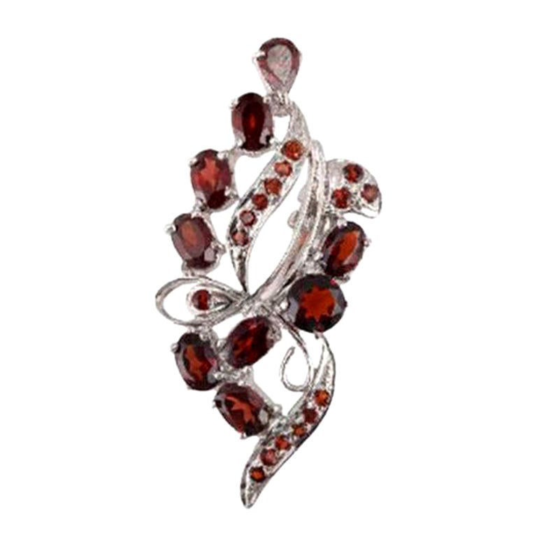 Antique 925 Sterling Silver Garnet Designer Brooch