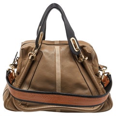 Chloe Beige/Black Leather Medium Paraty Handbag