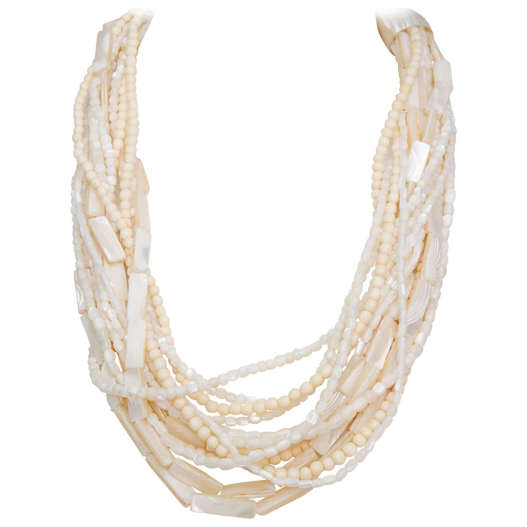 A Gerda Lyngaard for Monies Mother-of-Pearl Multi-Strand Necklace