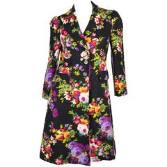 Moschino Cheap and Chic Flower Coat - black wool