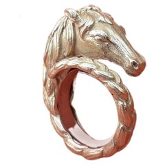 Vintage Exceptional Hermès Ring Horse Shaped in Yellow Gold 18K RARE