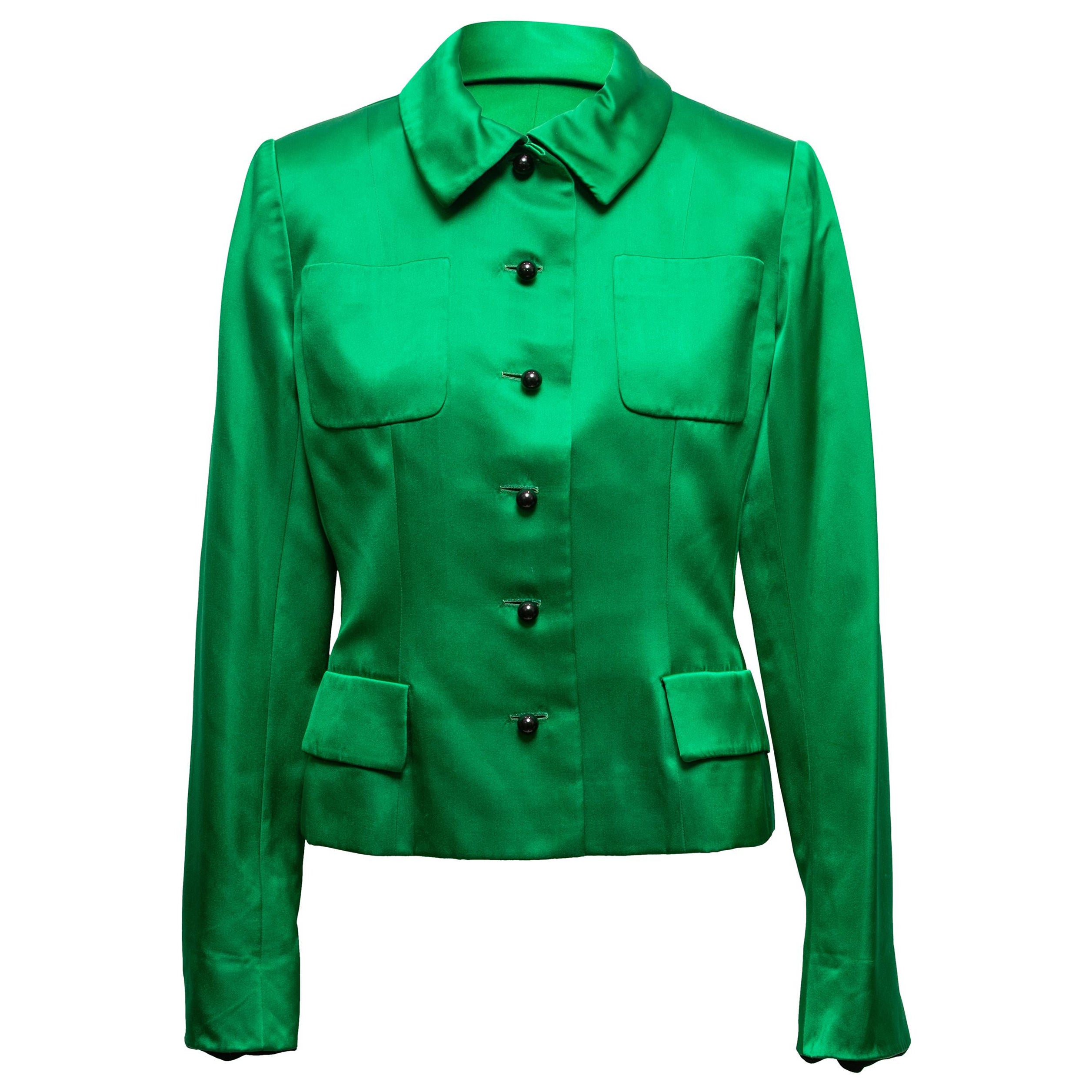 Vintage Green Bill Blass Satin Jacket Size US 12