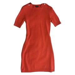 Chanel CC Pearls Red Cashmere Dress