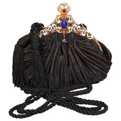 Vintage Jewel and Enamel Frame on Pleated Silk Bag 9