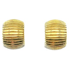 Retro Christian Dior Gold Huggie Hoop Earrings 1980s