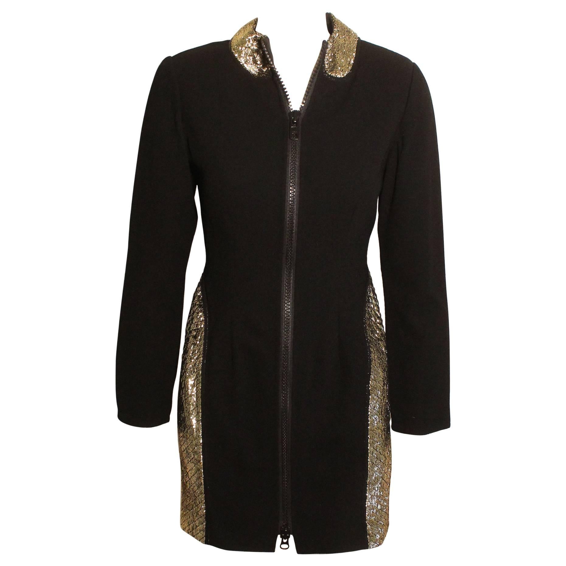 Geoffrey Beene 1980s Wool and Gold Metallic Tunic/Dress For Sale