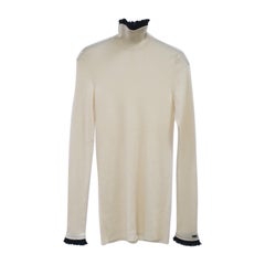 Used Chanel Wite Black Cashmere Turtleneck Sweater