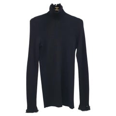 Used Chanel Black Cashmere Turtleneck Sweater Sz.38
