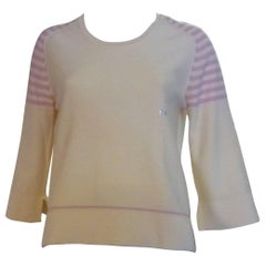 Sonia Rykiel Cream with Pink Stripes Wool Sweater (42 ITL)