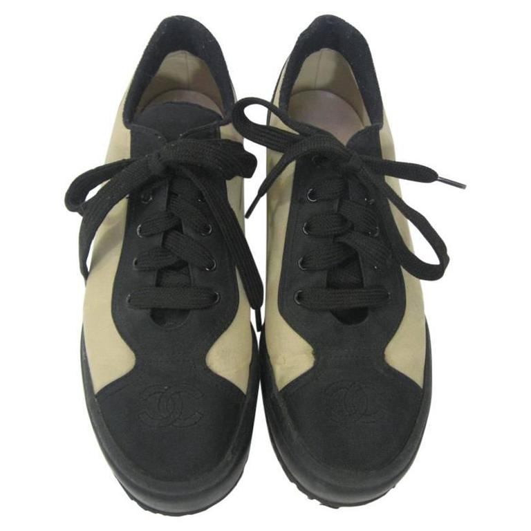 Chanel Black and Off-White Athletic Shoes For Sale at 1stdibs