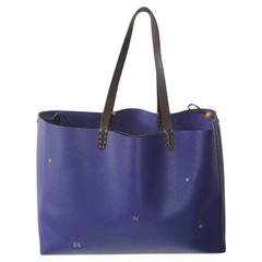 Henri Cuir Whimsical Violet Leather Tote Bag