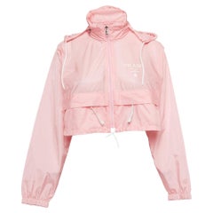 Used Prada Pink Re-Nylon Cropped Zip-Up Jacket S