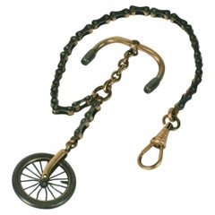 Antique Victorian Novelty Bicycling Fob Chain