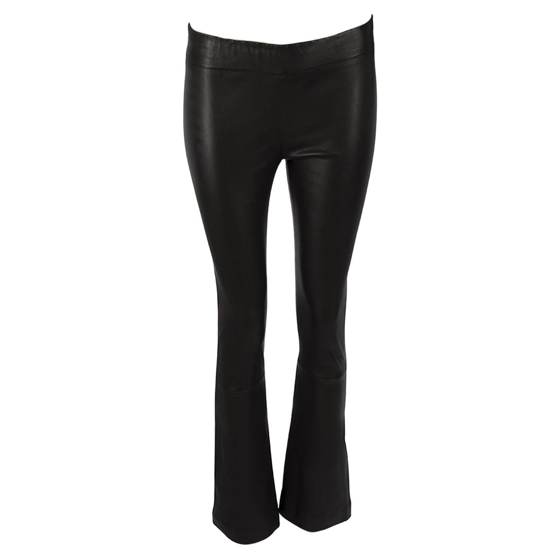 The Row Black Leather Bootcut Trousers Size S For Sale